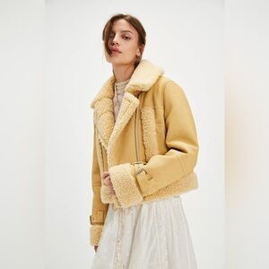 Apparis Jay Supple Sans Leather Bonded Coat in Custard